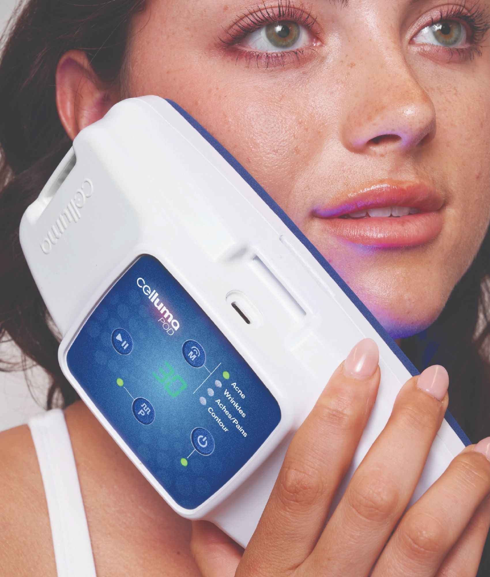 Celluma POD in use against the face